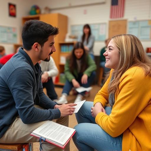A student practicing their storytelling skills during a behavioral interview simulation.