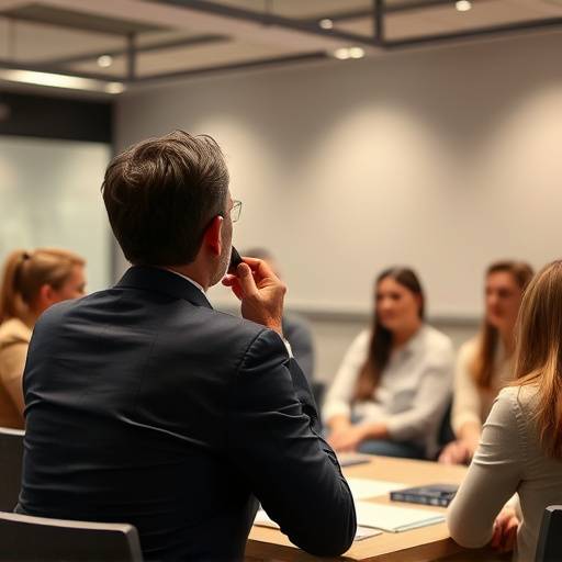 Image of a leader addressing their team, suitable for leadership interview preparation.